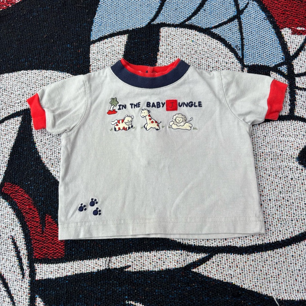 VINTAGE Y2K LITTLE WONDERS SAFARI ANIMALS T SHIRT SIZE 0/3 MONTHS